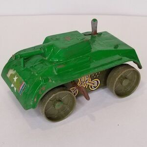 Vintage Marx Toys Wind Up Green Tin Tank Working Motor Original Key